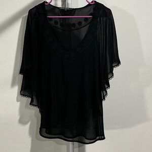 Love Stitch Black Sheer Blouse